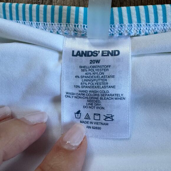 Lands End Womens Blue Striped Swim Skirt Attached Brief Suit Bottom Size 20W - Picture 7 of 9